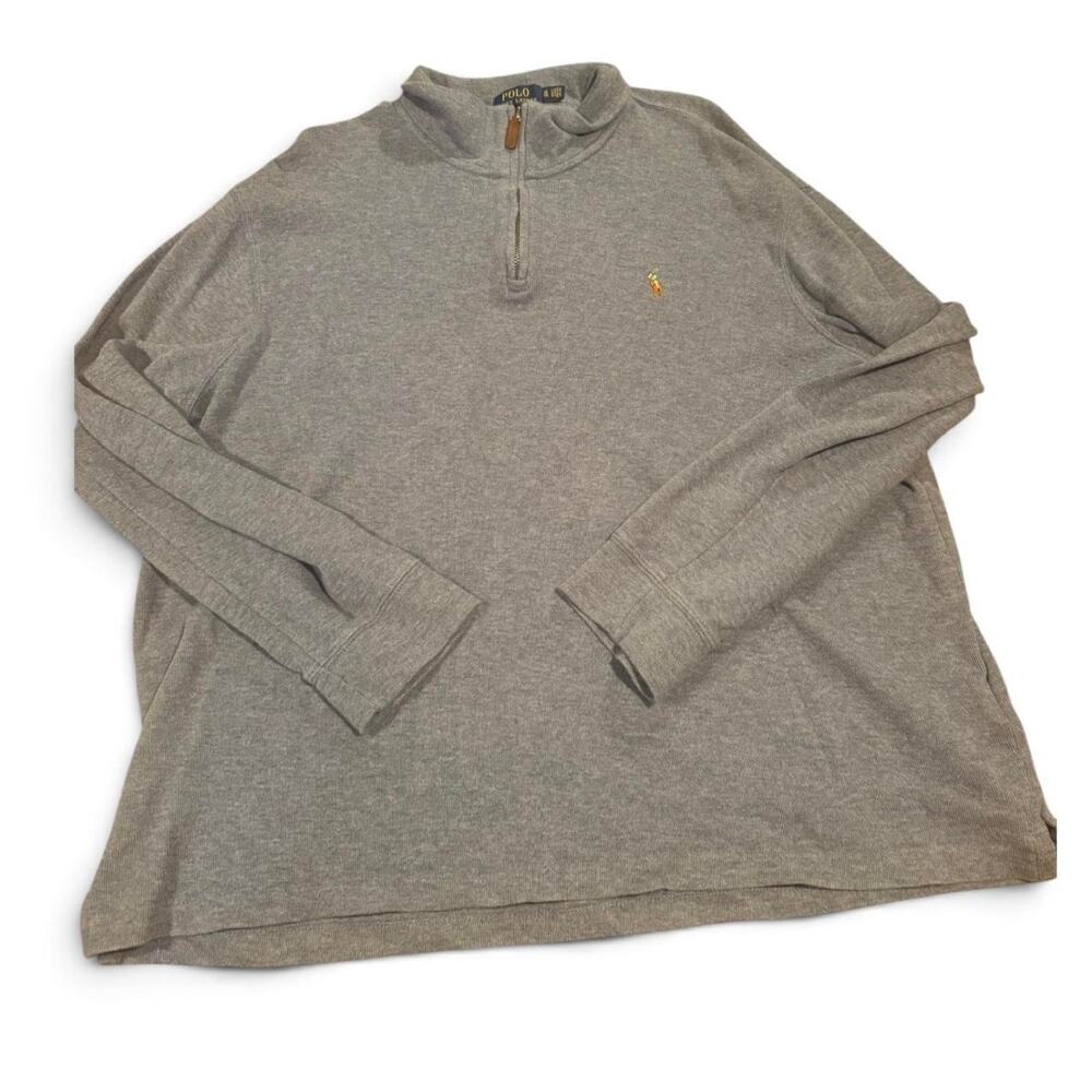 Polo Ralph Lauren Gray Estate-Rib Quarter-Zip Pullover XL